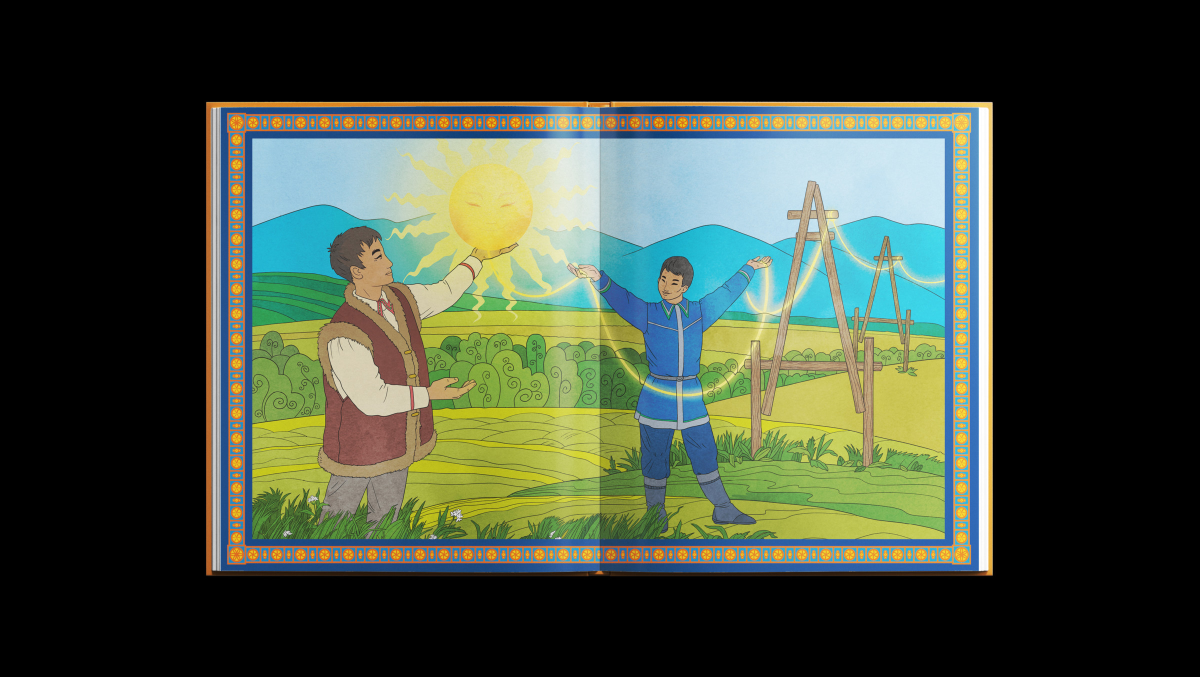 иллюстрация сказки. главные герои сказок, придуманные и нарисованные нашей студией, приносят свет и тепло на холодные якутские просторы иносказательно рассказывая про значение энергетики